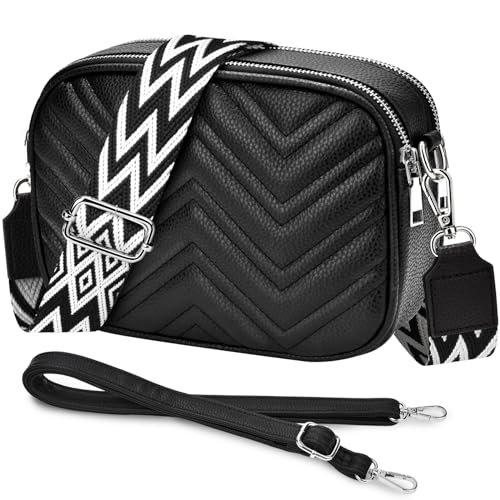 ONEKERUN Crossbody Bag Damen Leder, Damen-Umhängetaschen Moderne Taschen Mit Breitem Schultergurt Kleine Tasche Handtasche Mit 4 Taschen und 4 Kartenfächern von ONEKERUN