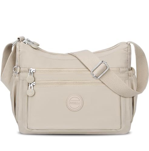 ONEKERUN Umhängetasche Damen Gross Casual Crossbody Bag Nylon Leicht Schultertasche Groß Damen Handtasche Mittelgroß Damen-Umhängetasche mit Vielen Fächern & Verstellbarer Breitem für Einkaufen von ONEKERUN