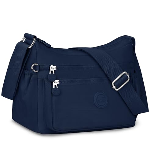 ONEKERUN Umhängetasche Damen Gross Casual Crossbody Bag Nylon Leicht Schultertasche Groß Damen Handtasche Mittelgroß Damen-Umhängetasche mit Vielen Fächern & Verstellbarer Breitem für Einkaufen von ONEKERUN