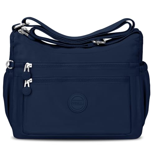 ONEKERUN Umhängetasche Damen Gross Casual Crossbody Bag Nylon Leicht Schultertasche Groß Damen Handtasche Mittelgroß Damen-Umhängetasche mit Vielen Fächern & Verstellbarer Breitem für Einkaufen von ONEKERUN