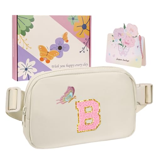 ONETOALL Geschenke für Mädchen 10 11 12 Jahre, Bauchtasche Kinder mit Buchstaben, Verstellbare Sling Bag Damen, Teenager Personalisierte Geschenkidee für Geburtstag Kindertag von ONETOALL