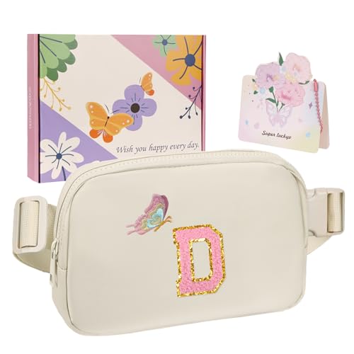 ONETOALL Geschenke für Mädchen 10 11 12 Jahre, Bauchtasche Kinder mit Buchstaben, Verstellbare Sling Bag Damen, Teenager Personalisierte Geschenkidee für Geburtstag Kindertag von ONETOALL