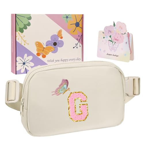 ONETOALL Geschenke für Mädchen 10 11 12 Jahre, Bauchtasche Kinder mit Buchstaben, Verstellbare Sling Bag Damen, Teenager Personalisierte Geschenkidee für Geburtstag Kindertag von ONETOALL