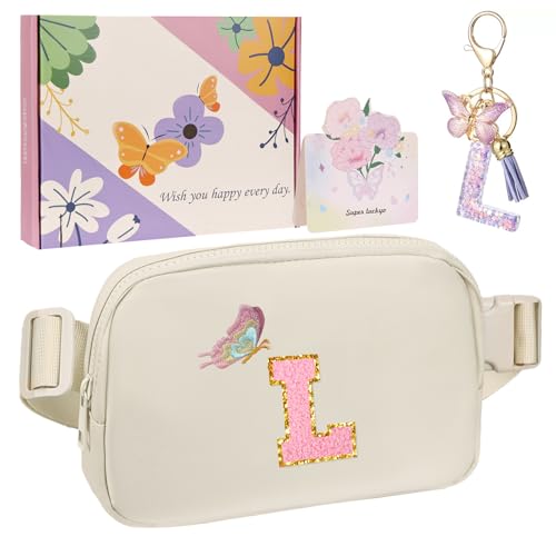 ONETOALL Geschenke für Mädchen 10 11 12 Jahre, Bauchtasche Kinder mit Buchstaben, Verstellbare Sling Bag Damen, Teenager Personalisierte Geschenkidee für Geburtstag Kindertag von ONETOALL