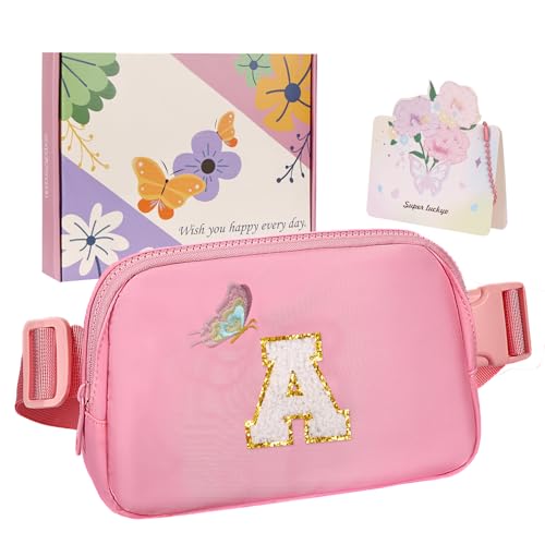 ONETOALL Geschenke für Mädchen 10 11 12 Jahre, Bauchtasche Kinder mit Buchstaben, Verstellbare Sling Bag Damen, Teenager Personalisierte Geschenkidee für Geburtstag Kindertag von ONETOALL