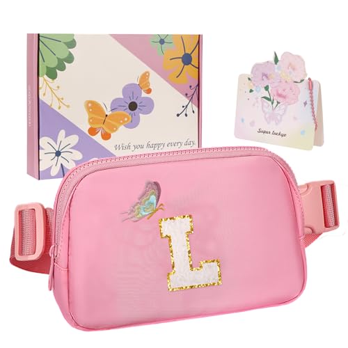 ONETOALL Geschenke für Mädchen 10 11 12 Jahre, Bauchtasche Kinder mit Buchstaben, Verstellbare Sling Bag Damen, Teenager Personalisierte Geschenkidee für Geburtstag Kindertag von ONETOALL