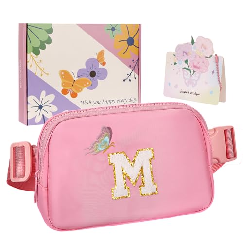 ONETOALL Geschenke für Mädchen 10 11 12 Jahre, Bauchtasche Kinder mit Buchstaben, Verstellbare Sling Bag Damen, Teenager Personalisierte Geschenkidee für Geburtstag Kindertag von ONETOALL