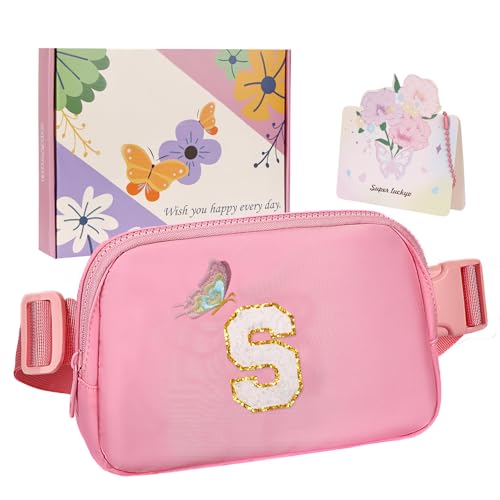 ONETOALL Geschenke für Mädchen 10 11 12 Jahre, Bauchtasche Kinder mit Buchstaben, Verstellbare Sling Bag Damen, Teenager Personalisierte Geschenkidee für Geburtstag Kindertag von ONETOALL