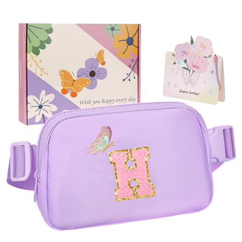 ONETOALL Geschenke für Mädchen 10 11 12 Jahre, Bauchtasche Kinder mit Buchstaben, Verstellbare Sling Bag Damen, Teenager Personalisierte Geschenkidee für Geburtstag Kindertag von ONETOALL