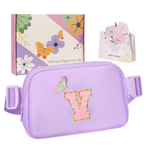 ONETOALL Geschenke für Mädchen 10 11 12 Jahre, Bauchtasche Kinder mit Buchstaben, Verstellbare Sling Bag Damen, Teenager Personalisierte Geschenkidee für Geburtstag Kindertag von ONETOALL