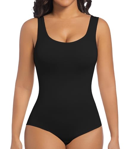 ONEW Shapewear Body Shaper Damen Bauchweg Miederbody Figurformende Tank Top Taillentrainer Sculpting Bodysuit. Schwarz. L von ONEW