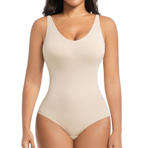ONEW Shapewear Damen Body Shaper Bauchweg Formende Bodys V-Ausschnitt Cami Bodysuit Top Taillen Trainer Miederbody Beige M ONEW Shapewear Damen Body Shaper Bauchweg Formende Bodys V-Ausschnitt Cami Bodysuit Top Taillen Trainer Miederbody Beige M von ONEW