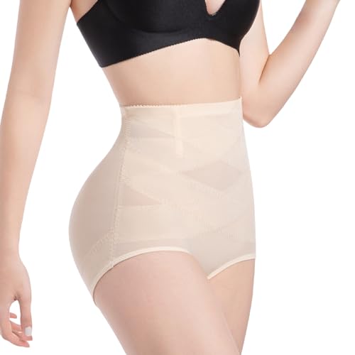 ONEW Shapewear Unterhose Damen Bauchweg Miederhose Hoch Taillen Bauchkontrolle Miederslip Figurformende Unterwäsche Taillen Trainer Miederpant Body Shaper Beige M von ONEW