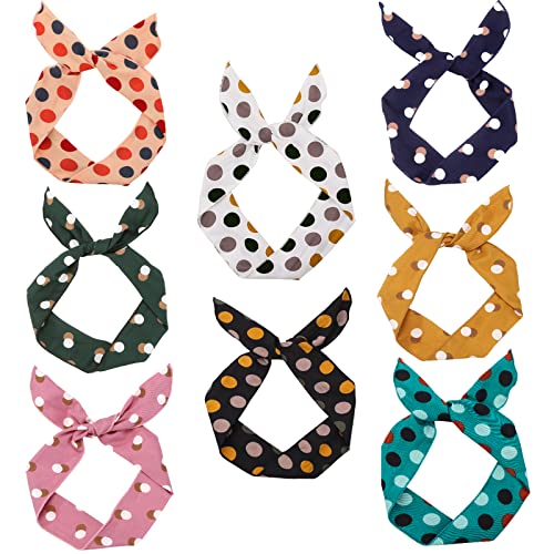 Draht-Stirnbänder für Frauen, Punkt-gedrehte Schleife, Stirnbänder Draht, Hasenohren, Stirnband, modische Draht-Headwraps, Haarbänder, Haarhalter, Haar-Zubehör für Workout, Yoga, Laufen, Fußball, Sport, 8 Stück Draht-Stirnbänder für Frauen, Punkt-gedrehte Schleife, Stirnbänder Draht, Hasenohren, Stirnband, modische Draht-Headwraps, Haarbänder, Haarhalter, Haar-Zubehör für Workout, Yoga, Laufen, Fußball, Sport, 8 Stück von ONEYE