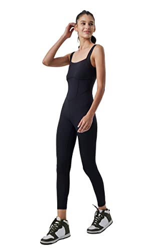 ONGASOFT Damen Sport Jumpsuit Ärmelloser Hose Eng Yoga Bodysuit Overall Strampelhöschen Fitnessstudio Training Läuft Streatwear Trainingsanzüge Schwarz von ONGASOFT