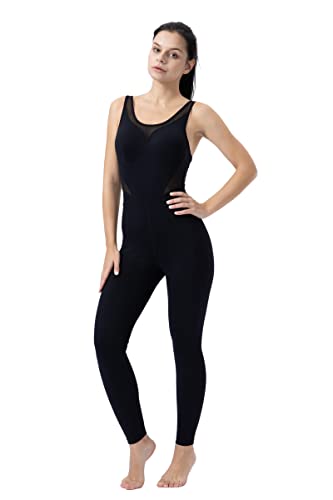 ONGASOFT Damen Sport Jumpsuit Ärmelloser Hose Eng Yoga Bodysuit Overall Strampelhöschen Fitnessstudio Training Läuft Streatwear Trainingsanzüge Schwarz von ONGASOFT