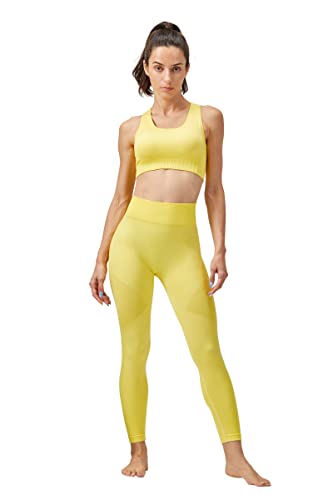 ONGASOFT Damen Yoga Sport Set Nahtlose Gerippte BH Hoher Taille Leggings Shorts Jogging Gym Pilates Sportbekleidung von ONGASOFT