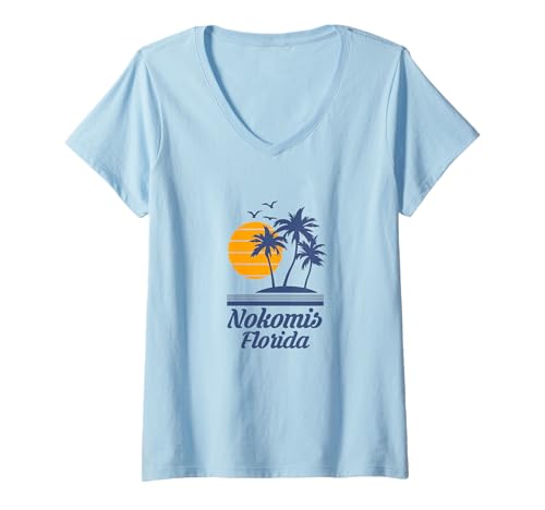 Damen Nokomis Florida FL Beach Urlaub in der Stadt Sarasota T-Shirt mit V-Ausschnitt Damen Nokomis Florida FL Beach Urlaub in der Stadt Sarasota T-Shirt mit V-Ausschnitt von ONHbQHYBLWJHBSY Creations Co