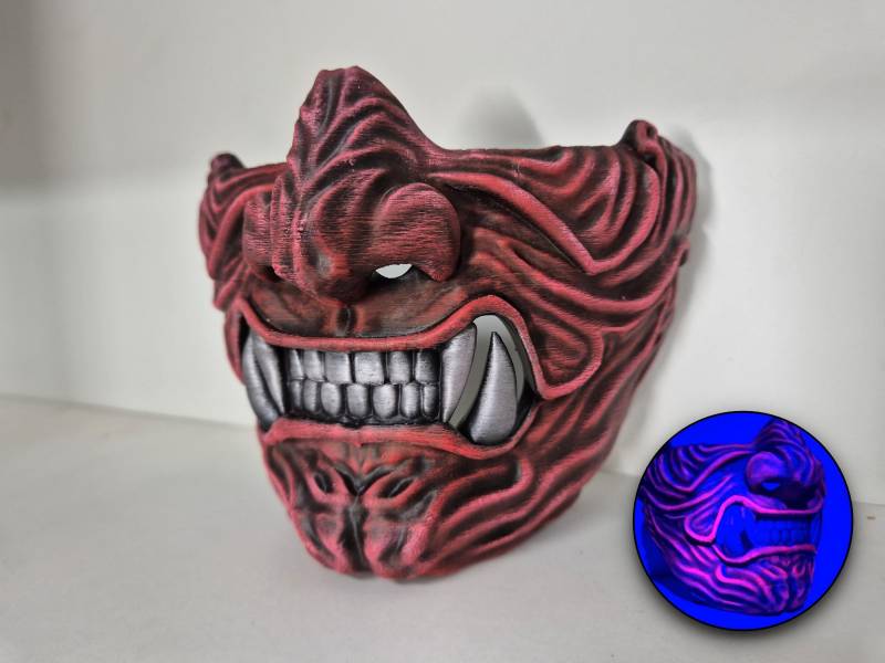 Samurai Oni Mask - Wearable Japanese Demon | Hand Painted With Fluorescent Uv Glow Effect Samurai Oni Mask - Wearable Japanese Demon | Hand Painted With Fluorescent Uv Glow Effect von ONIFORGE3D