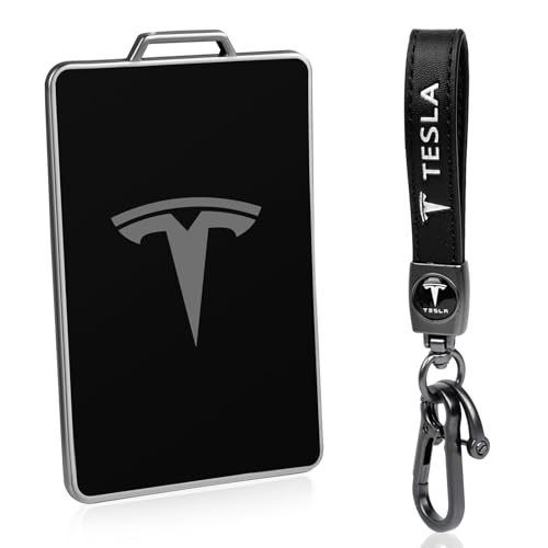 ONKENTET Key Card Holder Case Compatible with Tesla Model 3 Y X S Key Cover Accessories Key Chain Keyring Keychain Cards, Schwarz, Brauch von ONKENTET