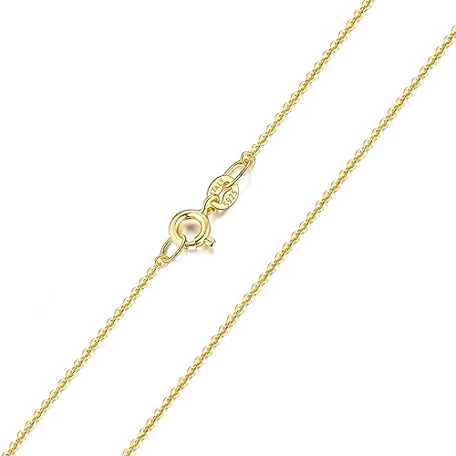 ONLVULF 18-karätige Goldkette für Damen und Mädchen, 1,2 mm runde Kabelkette, zierliche, dünne und glänzende Damen-Halskette, 16 Zoll von ONLVULF