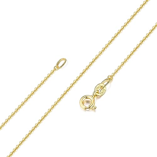 ONLVULF 18-karätige Goldkette für Damen und Mädchen, 1,3 mm runde Kabelkette, zierliche, dünne und glänzende Damen-Halskette, 16 Zoll von ONLVULF