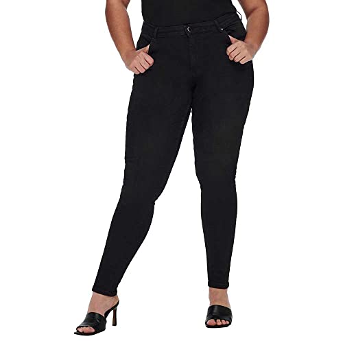 ONLY CARMAKOMA Damen Carlaola Reg Sk Azg132907 Noos Jeans, Black Denim, 42W / 32L EU von ONLY Carmakoma