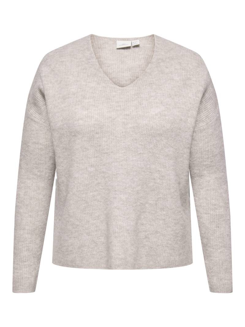 ONLY CARMAKOMA - CARCAMILLA V-NECK L/S PULLOVER KNT NOOS pumice stone von ONLY CARMAKOMA