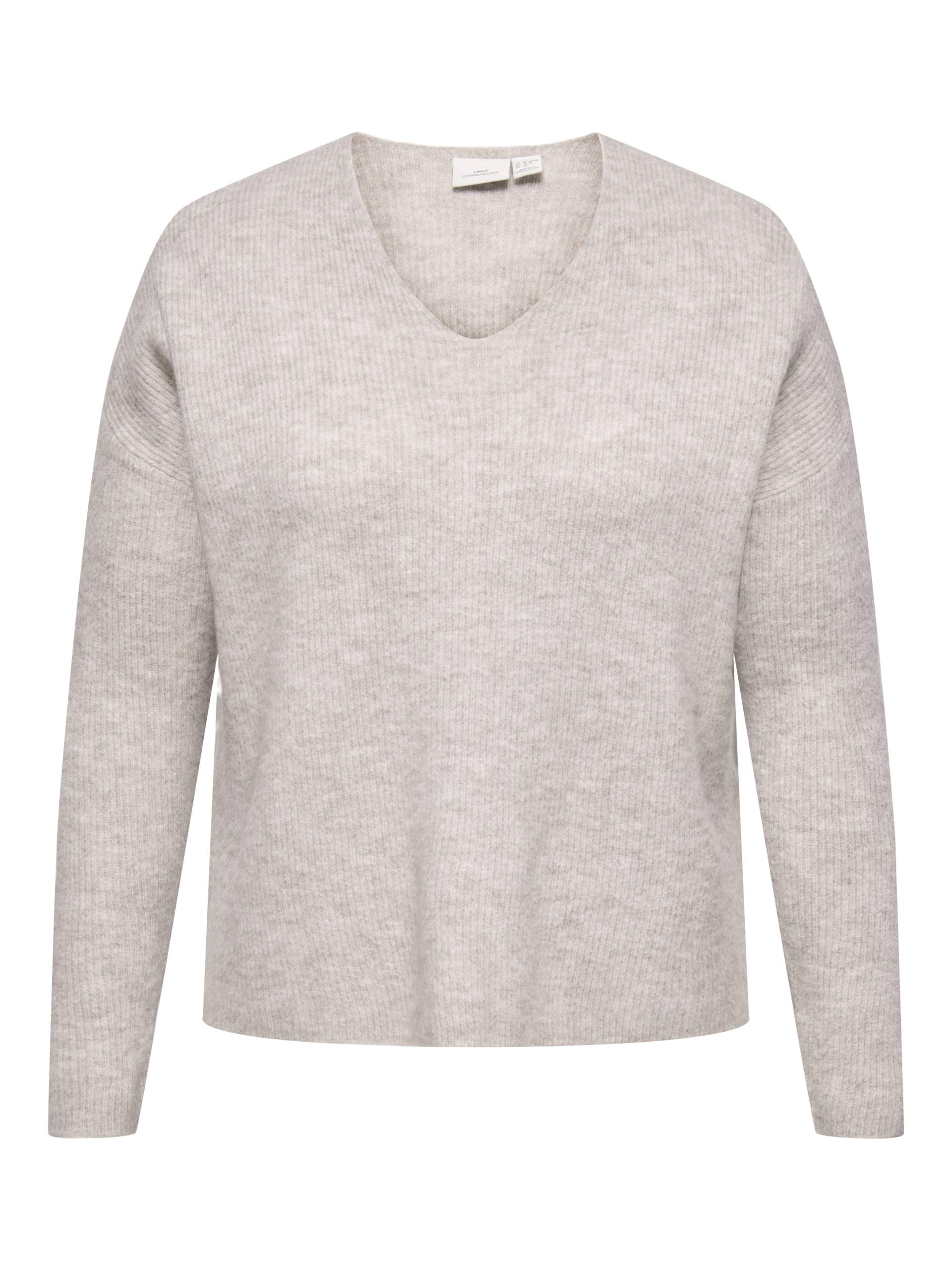 ONLY CARMAKOMA - CARCAMILLA V-NECK L/S PULLOVER KNT NOOS pumice stone von ONLY CARMAKOMA