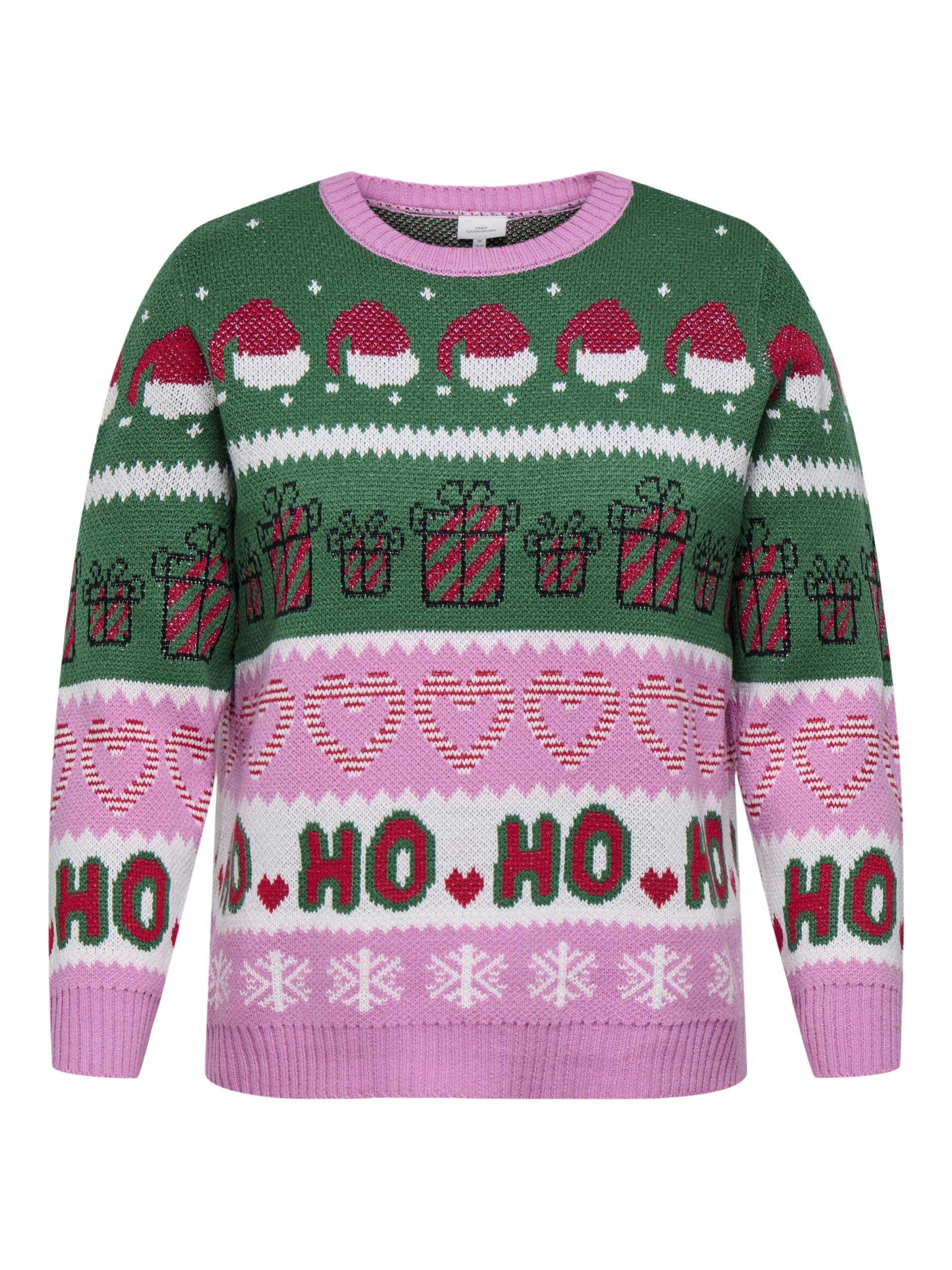 ONLY CARMAKOMA - CARHOHO X-MAS LS PULLOVER KNT fuchsia pink von ONLY CARMAKOMA