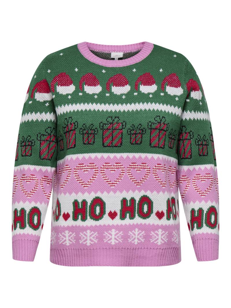 ONLY CARMAKOMA - CARHOHO X-MAS LS PULLOVER KNT fuchsia pink von ONLY CARMAKOMA