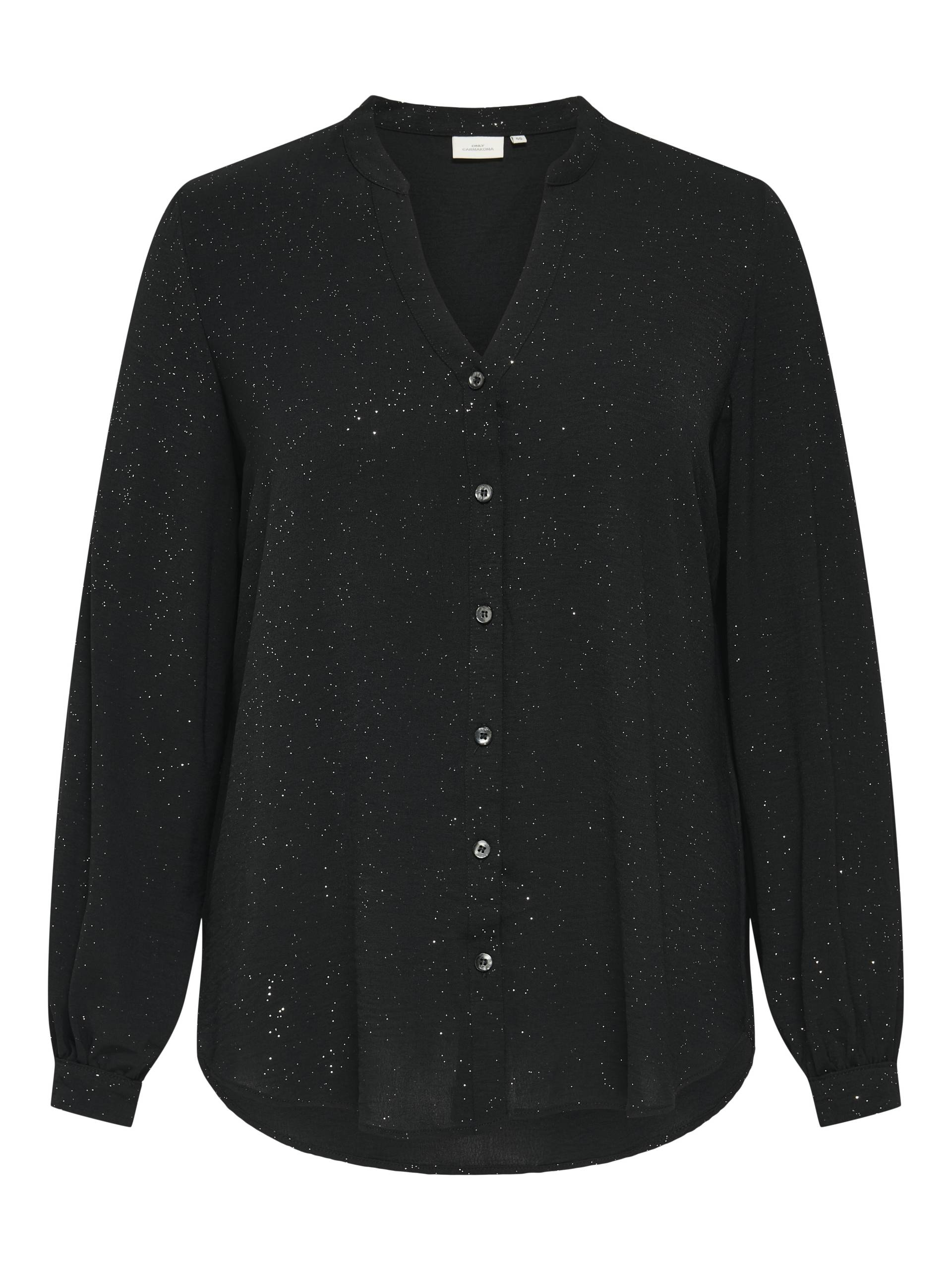 ONLY CARMAKOMA - CARJOSEE METTA LIFE L/S V-NECK SHIRT WVN black - Gr. - 46 von ONLY CARMAKOMA