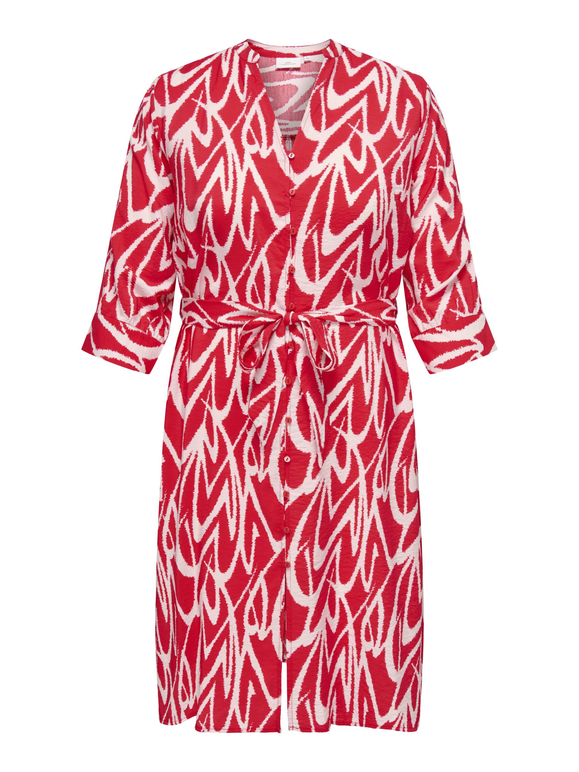ONLY CARMAKOMA - CAROLIVERA 3/4 KNEE SHIRT DRESS AOP high risk red - Gr. - 44 von ONLY CARMAKOMA