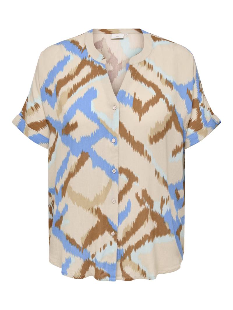 ONLY CARMAKOMA - CARROWA LIFE SS V-NECK SHIRT AOP pumice stone - Gr. - 54 von ONLY CARMAKOMA