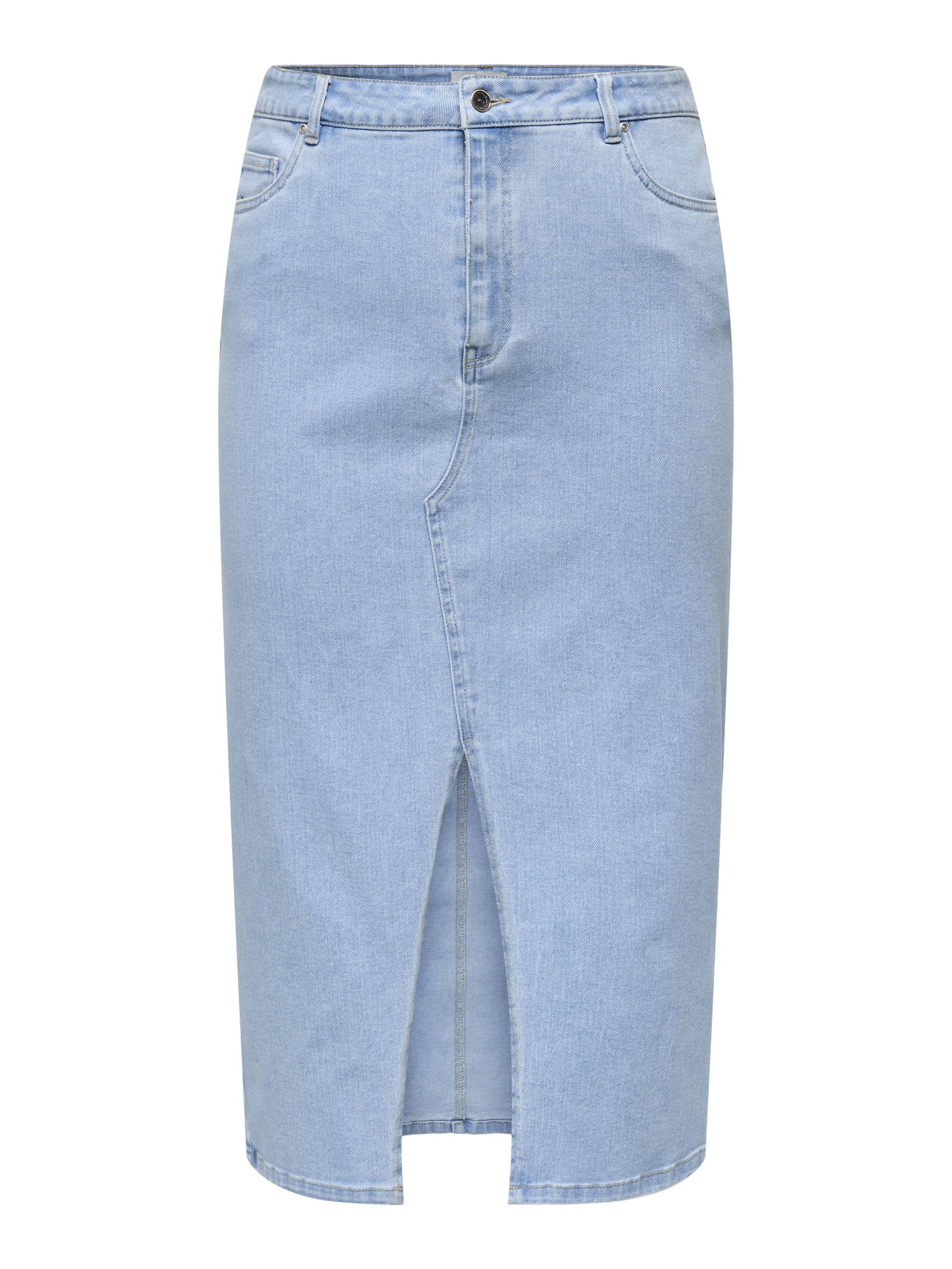 ONLY CARMAKOMA - CARSIRI FRONT SLIT SKIRT DNM GUA NOOS light blue denim - Gr. - 54 von ONLY CARMAKOMA