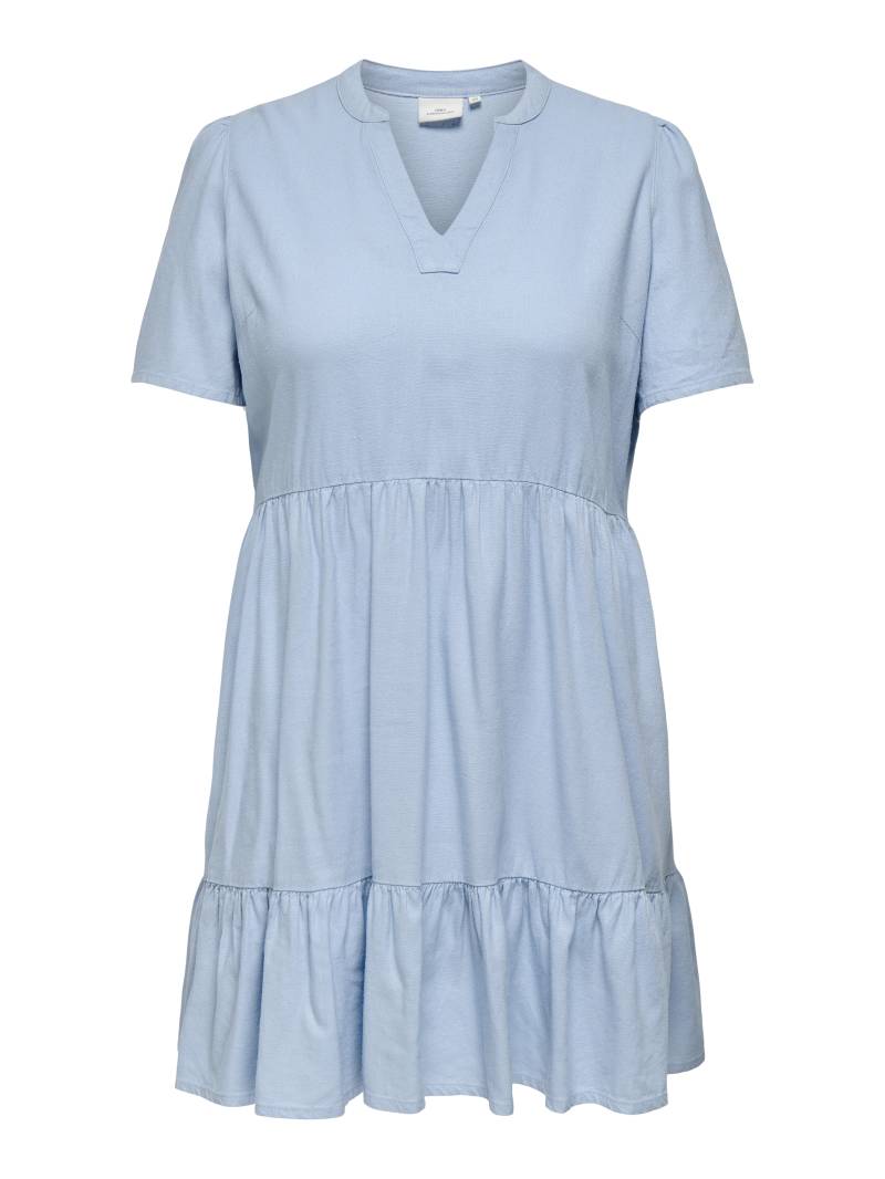 ONLY CARMAKOMA - CARTIRI-CARO S/S V-NECK LIN DRESS TLR cashmere blue - Gr. - 44 von ONLY CARMAKOMA