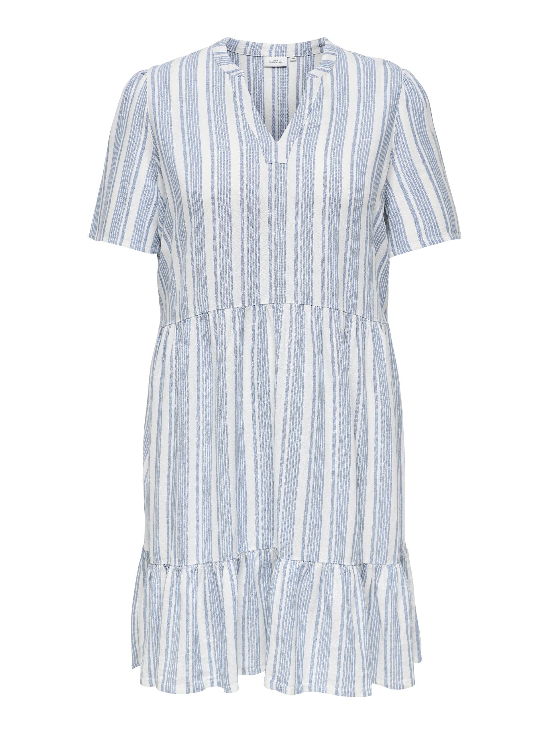 ONLY CARMAKOMA - CARTIRI-CARO S/S V-NECK LIN DRESS TLR coronet blue - Gr. - 48 von ONLY CARMAKOMA