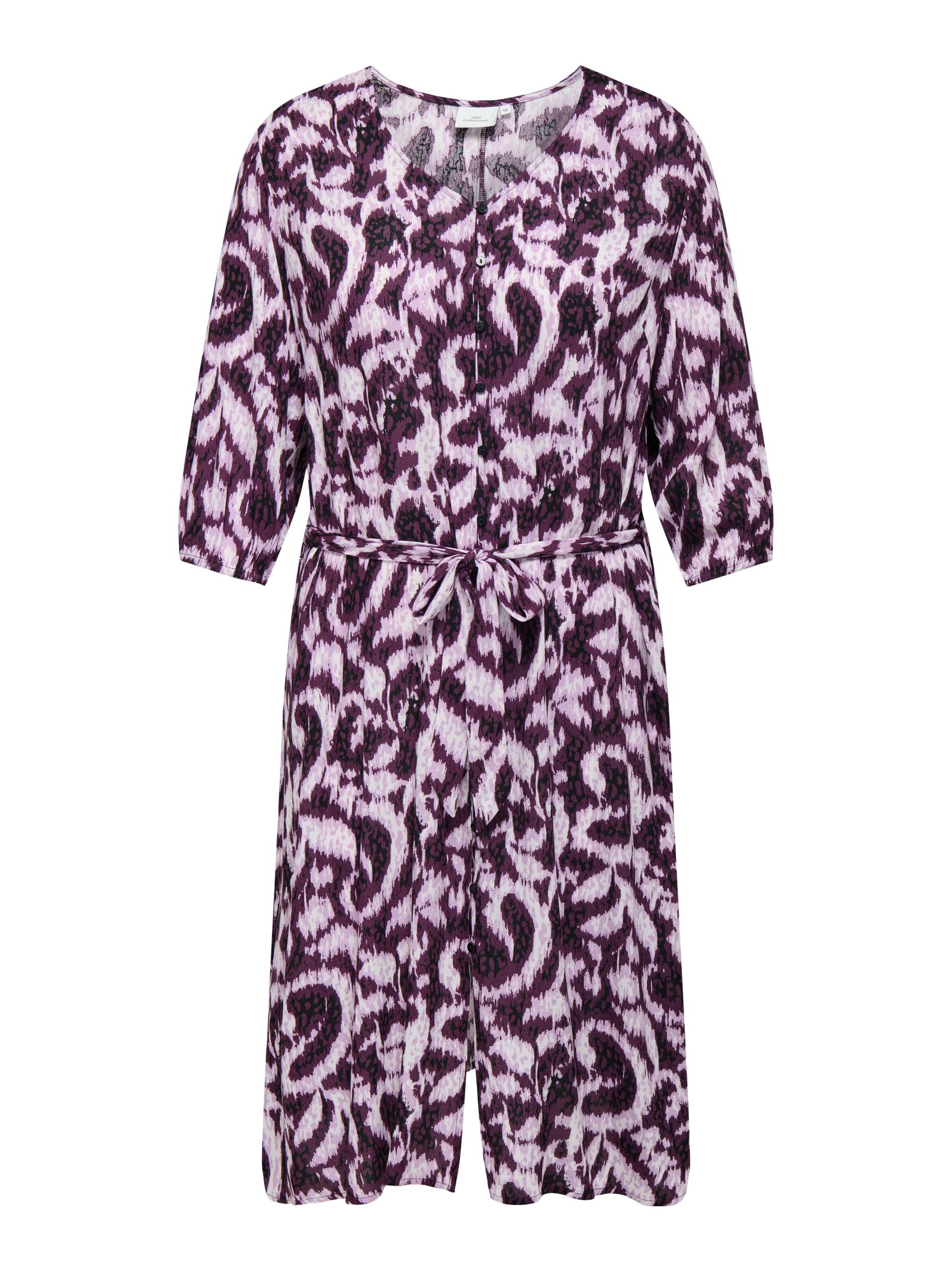 ONLY CARMAKOMA - CARTYLA LIFE 3/4 BLK DRESS AOP mauve wine - Gr. - 42 von ONLY CARMAKOMA