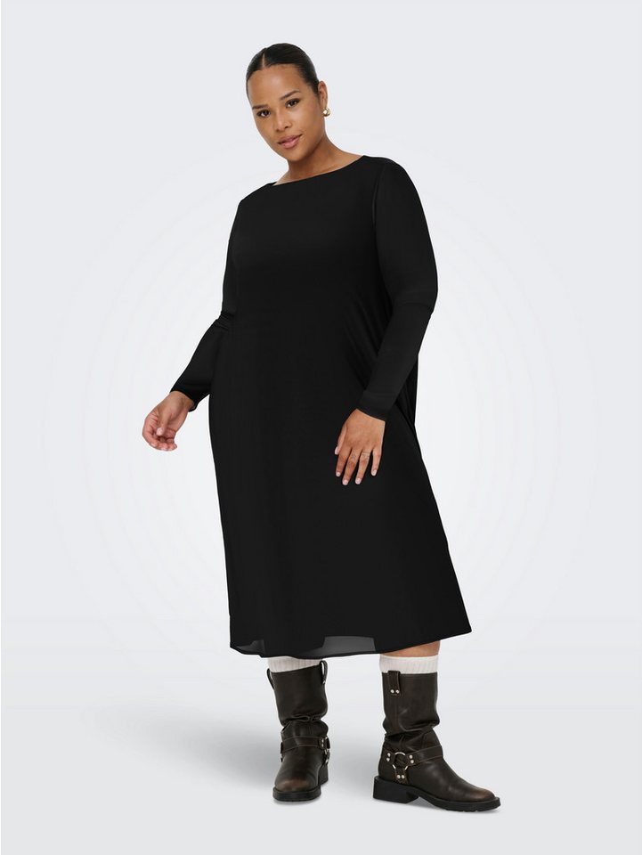ONLY CARMAKOMA Chiffonkleid CARFOREST LIFE LS BOATNECK BLK DRESS JRS Sommerkleid von ONLY CARMAKOMA