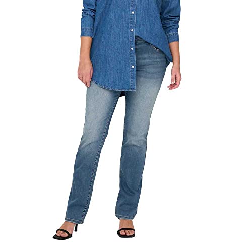 ONLY CARMAKOMA Damen CARALICIA REG Strt DNM DOT258 NOOS Jeanshose, Medium Blue Denim, 52W x 32L von ONLY Carmakoma