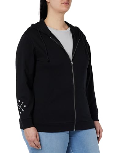 ONLY CARMAKOMA Damen CARCALLIE LS Zipper Hoodie JRS Sweatshirtjacke, Black/Detail:Glitter Print ON Sleeve, 48-50 Grande Taille von ONLY Carmakoma