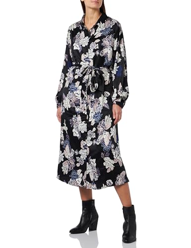 ONLY CARMAKOMA Damen CARFRIYAY L/S Shirt Dress BF Hemdkleid, Black/AOP:Flower Spread AOP, 48 Größen von ONLY Carmakoma