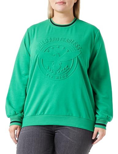 ONLY CARMAKOMA Damen CARGATO Life LS JRS Sweatshirt, Medium Green/Print:Embossed Front Print, 50-52 Größen von ONLY Carmakoma