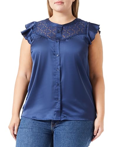 ONLY CARMAKOMA Damen CARHANNABELL S/L TOP WVN BF, Dress Blues, 46/Grande Taille von ONLY Carmakoma