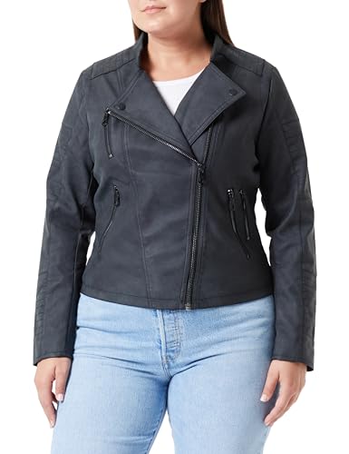 ONLY CARMAKOMA Damen CARNEWAVANA Faux Leather Biker OTW Lederimitatjacke, Black, 44 von ONLY Carmakoma