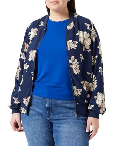 ONLY CARMAKOMA Damen CARNOVA Ditte Life LS Bomber Jacket Bomberjacke, Dress Blues/AOP:Big Flower AOP, 48 von ONLY Carmakoma