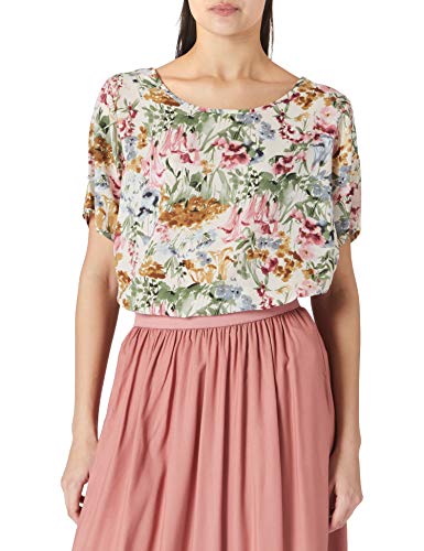 Only Carmakoma Damen CARVICA SS AOP TOP NOOS T-Shirt, Cloud Dancer/AOP:Blurry Flower, 44 von ONLY Carmakoma