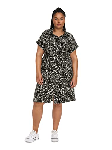 ONLY CARMAKOMA Damen Cardiega Blk Shirt Dress Wvn Noos Kleid, Black/Aop:cloud Dancer Graphic, 46 Große Größen EU von ONLY Carmakoma