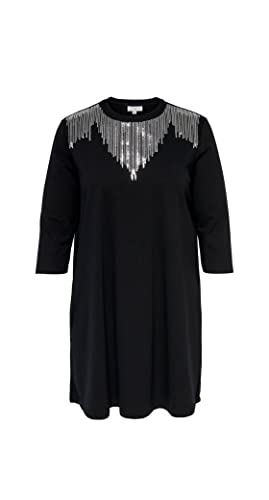 ONLY CARMAKOMA Damen Cargeneva 3/4 Bling Dress Jrs Kleid, Black/Detail:silver Sequins, 46 Große Größen EU von ONLY Carmakoma