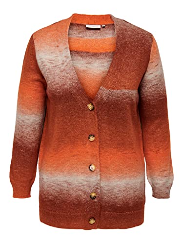 ONLY CARMAKOMA Damen Carnini L/S Loose Cardigan Knt Strickjacke, Cherry Mahogany/Pattern:argan Oli/Pumice Stone /Burnt Orange, 52-54 Große Größen EU von ONLY Carmakoma